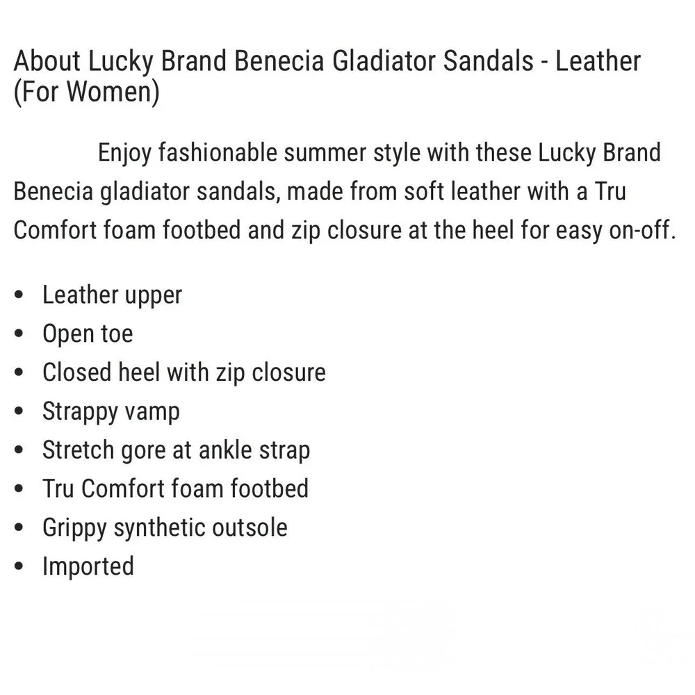 NIB Lucky Brand Benecia 8M Leather Flat Gladiator Sandals Dune - Picture 11 of 11